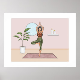 Tree Pose Yoga Vrikshasana Balance Yogi Frau Poster