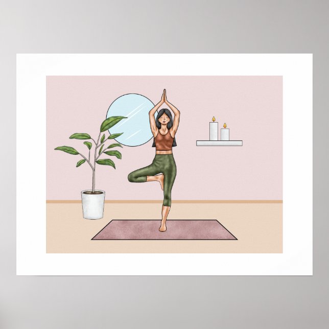 Tree Pose Yoga Vrikshasana Balance Yogi Frau Poster (Vorne)