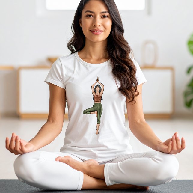 Tree Pose Yoga Vrikshasana Fitness Yogi Frau Tri-Blend Shirt (Please note: This image is a digitally created mockup.)