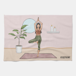 Tree Pose Yoga Vrikshasana Frau Personalisierter N Geschirrtuch