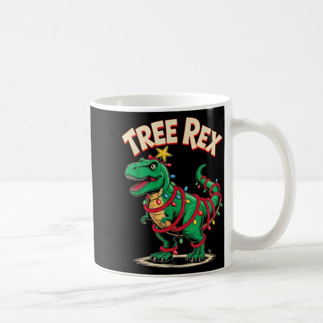 Tree Rex Christmas Costume T-rex Dinosaur Xmas Lig Kaffeetasse (Rechts)