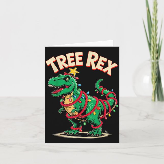 Tree Rex Christmas Costume T-rex Dinosaur Xmas Lig Karte (Vorderseite)