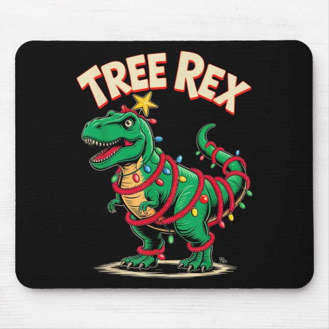 Tree Rex Christmas Costume T-rex Dinosaur Xmas Lig Mousepad (Vorne)