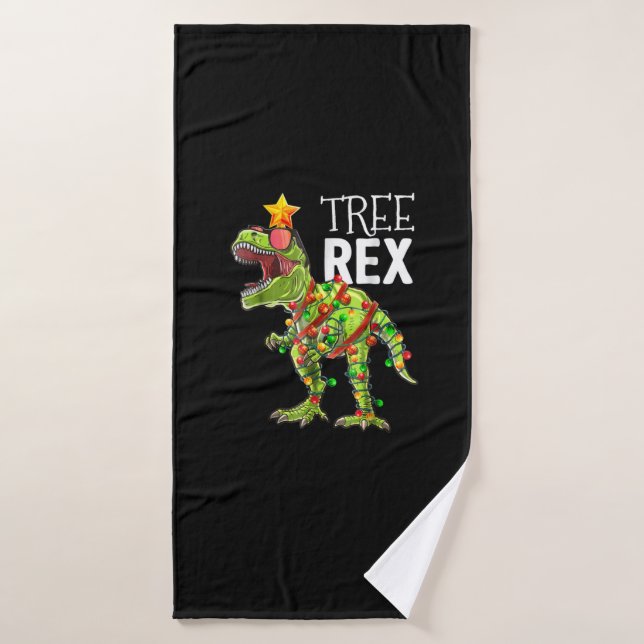 Tree Rex Christmas Lights Dinosaur Badehandtuch (Badehandtuch)