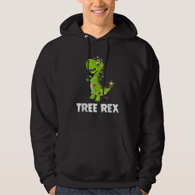 Tree Rex Dinosaur Christmas Costume Xmas Tree Ligh Hoodie (Vorderseite)