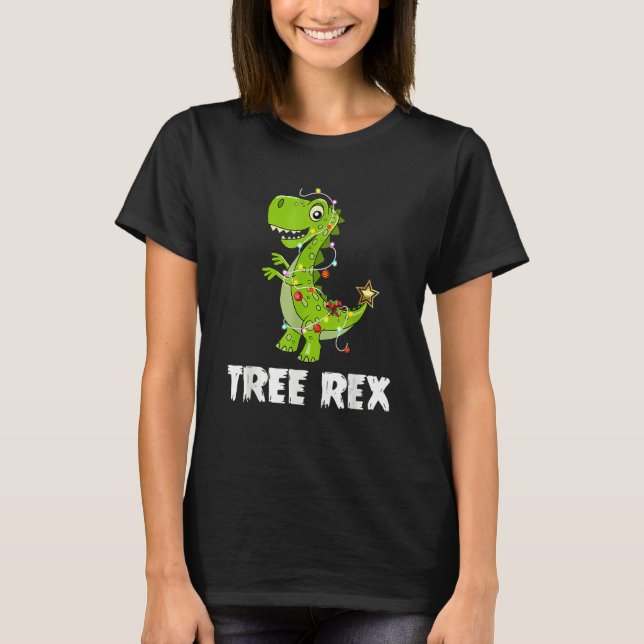 Tree Rex Dinosaur Christmas Costume Xmas Tree Ligh T-Shirt (Vorderseite)