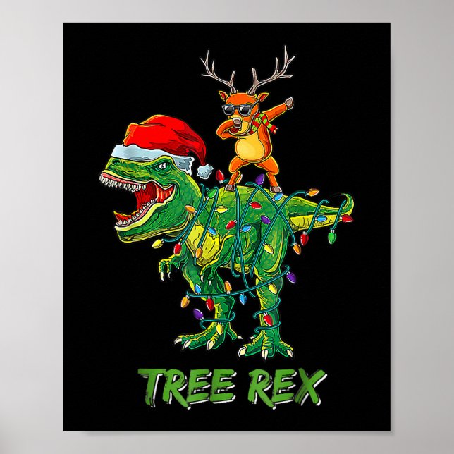 Tree Rex Dinosaur Weihnachtskostüm Xmas Tree Ligh Poster (Vorne)