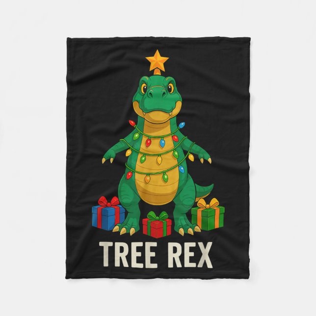 Tree Rex Funny Dinosaur Christmas  Fleecedecke (Vorderseite)