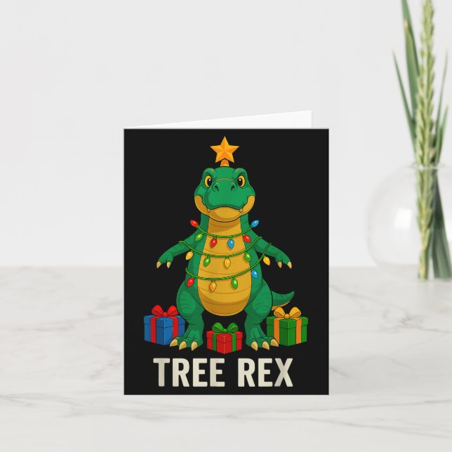 Tree Rex Funny Dinosaur Christmas  Karte (Vorderseite)