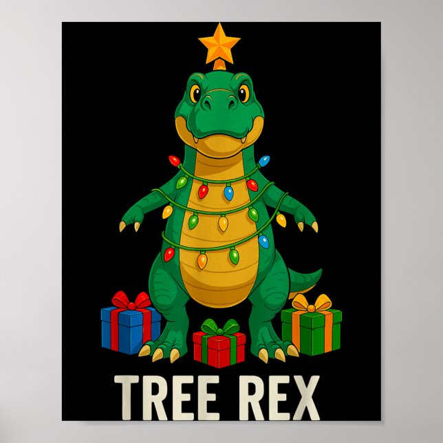 Tree Rex Funny Dinosaur Christmas  Poster (Vorne)