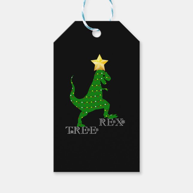 Tree Rex Funny Dinosaur Christmas Tree Lights Shi Geschenkanhänger (Vorderseite)