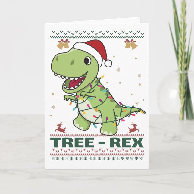 Tree-Rex Funny Dinosaur Pun T-Rex Card Karte (Vorderseite)