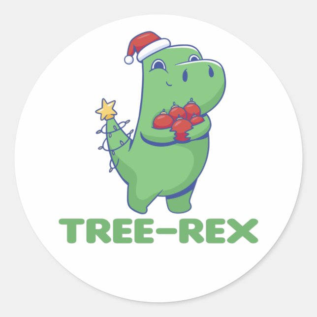 Tree-Rex Funny Dinosaur Pun T-Rex Classic Round St Runder Aufkleber (Vorderseite)