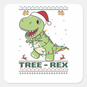 Tree-Rex Funny Dinosaur Pun T-Rex Quadratischer Aufkleber