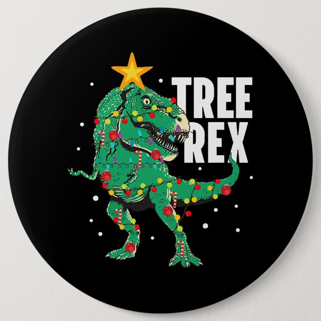 Tree Rex Funny TRex Lover Dinosaur Weihnachtsbaum Button (Vorderseite)