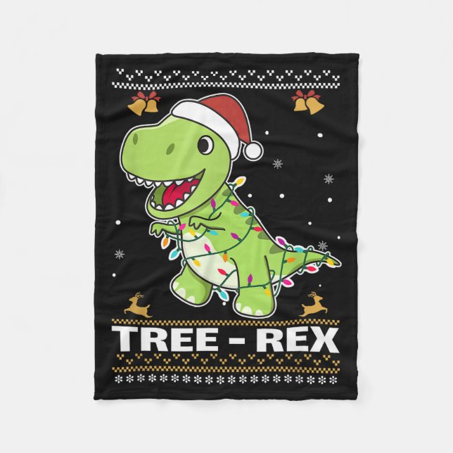 Tree Rex Funny Tyrannosaurus Rex Christmas Pun  Fleecedecke (Vorderseite)