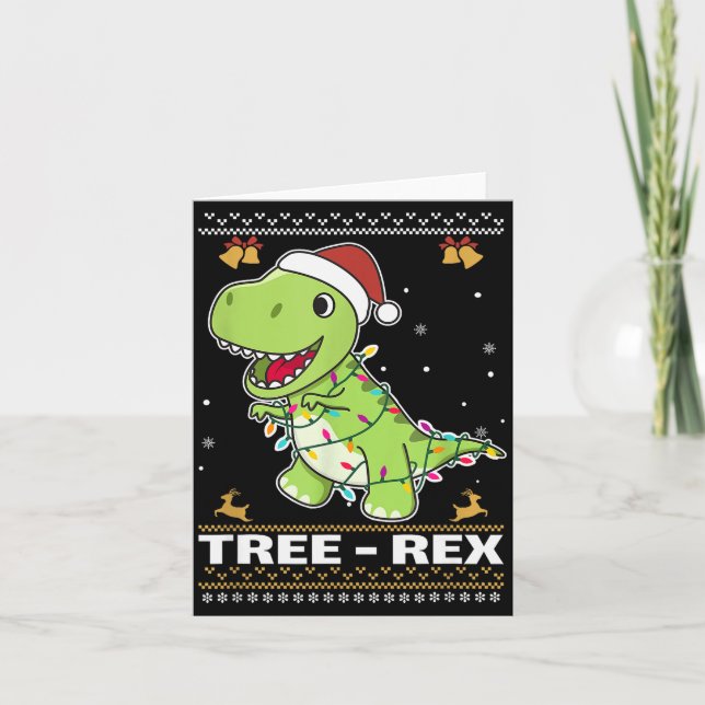 Tree Rex Funny Tyrannosaurus Rex Christmas Pun  Karte (Vorderseite)