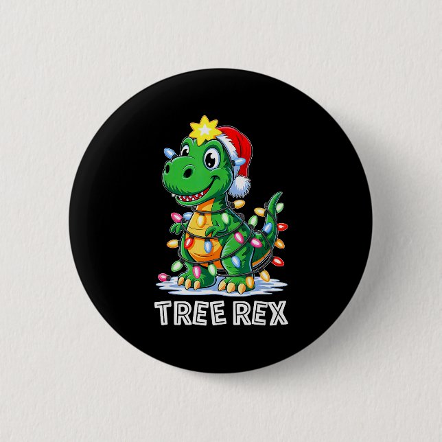 Tree Rex Funny Xmas T Rex Christmas Dinosaur Boys  Button (Vorderseite)