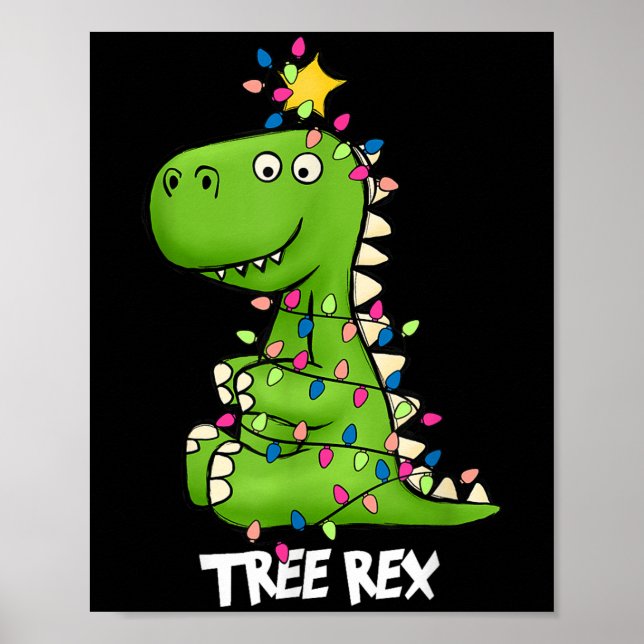 Tree Rex Funny Xmas Trex Boys Toddler Christmas Di Poster (Vorne)