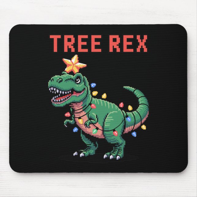 Tree Rex hässlicher Weihnachtspullover Dinosaurier Mousepad (Vorne)