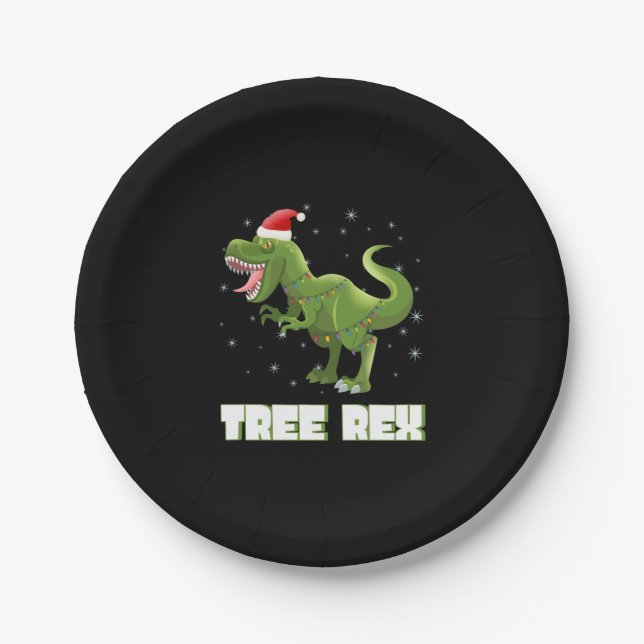 Tree Rex T-Rex Weihnachten Pappteller (Vorderseite)