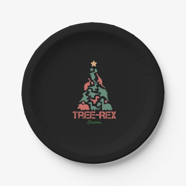 Tree-Rex-T - Shirt Der Kampf T - Shirt Funny Chr Pappteller (Vorderseite)