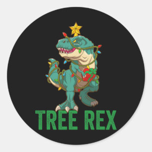 Tree Rex Tshirt als ein lustiger Weihnachtsbaum Runder Aufkleber