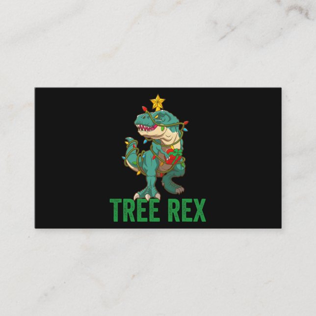 Tree Rex Tshirt als ein lustiger Weihnachtsbaum Visitenkarte (Vorderseite)