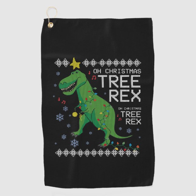 Tree Rex Ugly Christmas Sweater Dino T-rex Funny O Golfhandtuch (Vorderseite)