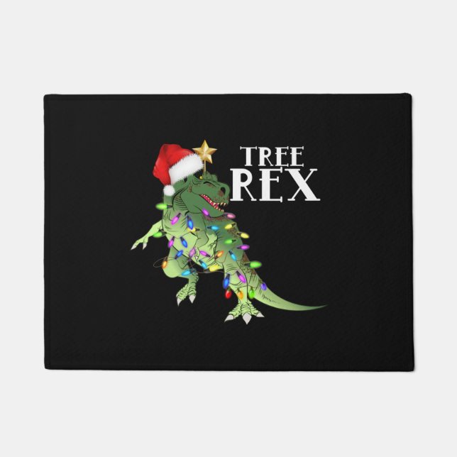 TREE REX WEIHNACHTSMANNMÜTZE DINOSAUR CHRISTMAS LI FUßMATTE (Vorderseite)