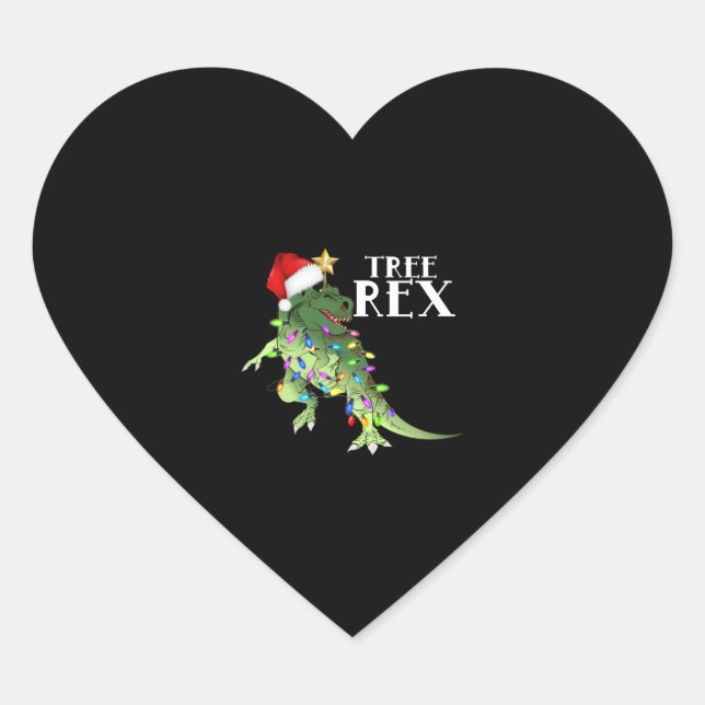 TREE REX WEIHNACHTSMANNMÜTZE DINOSAUR CHRISTMAS LI Herz-Aufkleber (Vorderseite)