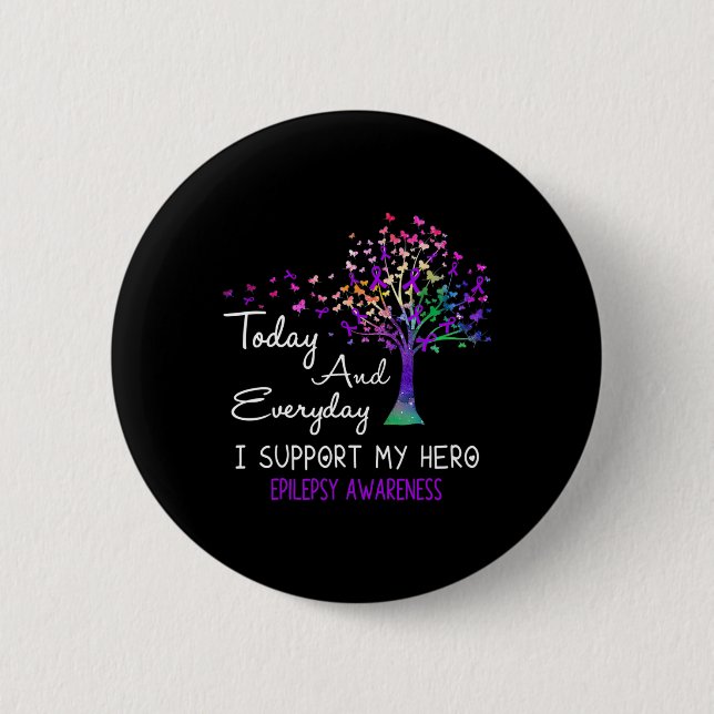 Tree Ribbon I support My Hero Epilepsy Awareness Button (Vorderseite)