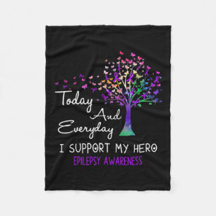 Tree Ribbon I support My Hero Epilepsy Awareness Fleecedecke