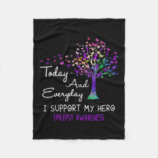 Tree Ribbon I support My Hero Epilepsy Awareness Fleecedecke