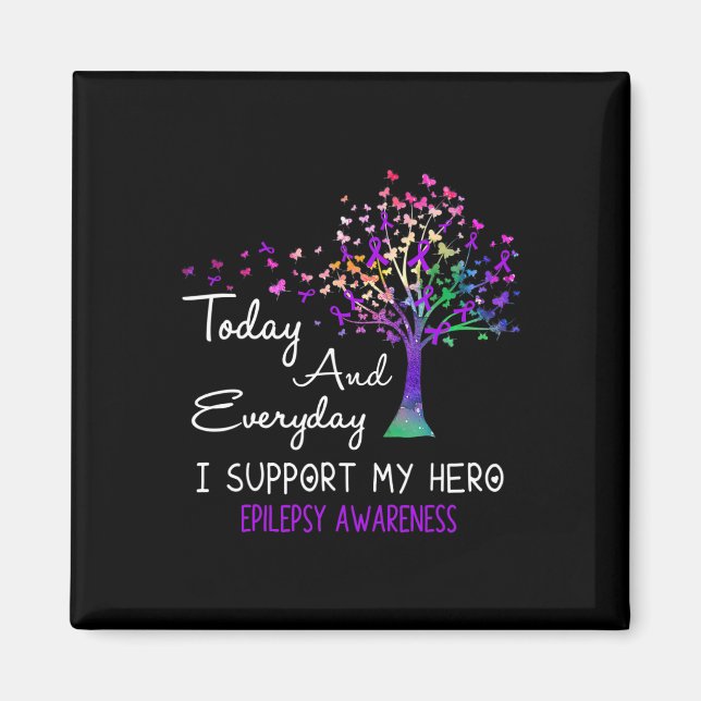 Tree Ribbon I support My Hero Epilepsy Awareness Magnet (Vorne)