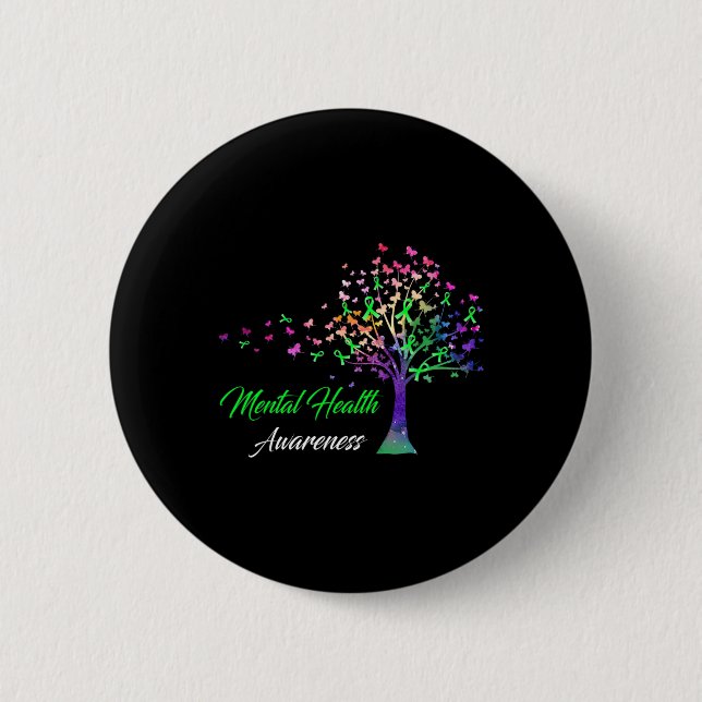 Tree Ribbon Mental Health Awareness Button (Vorderseite)