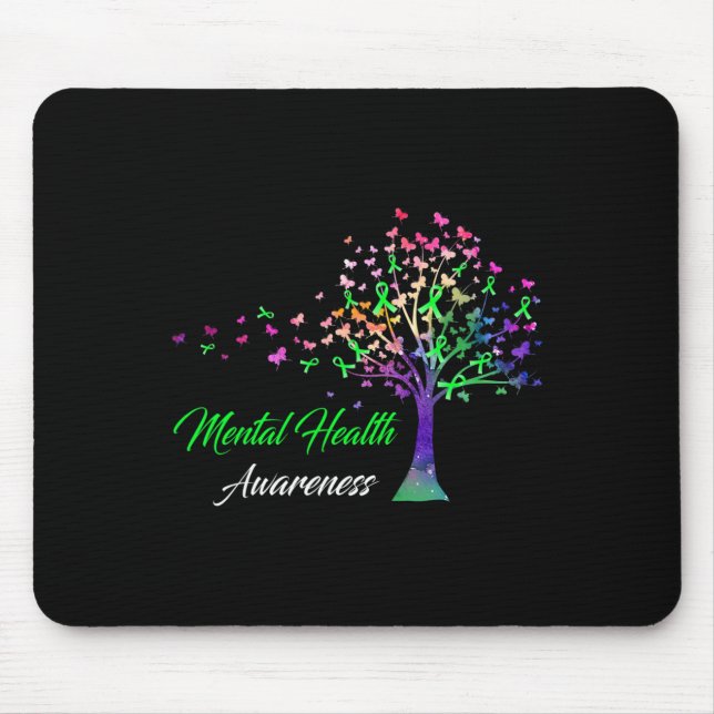 Tree Ribbon Mental Health Awareness Mousepad (Vorne)