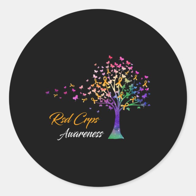 Tree Ribbon RSD CRPS Awareness Runder Aufkleber (Vorderseite)