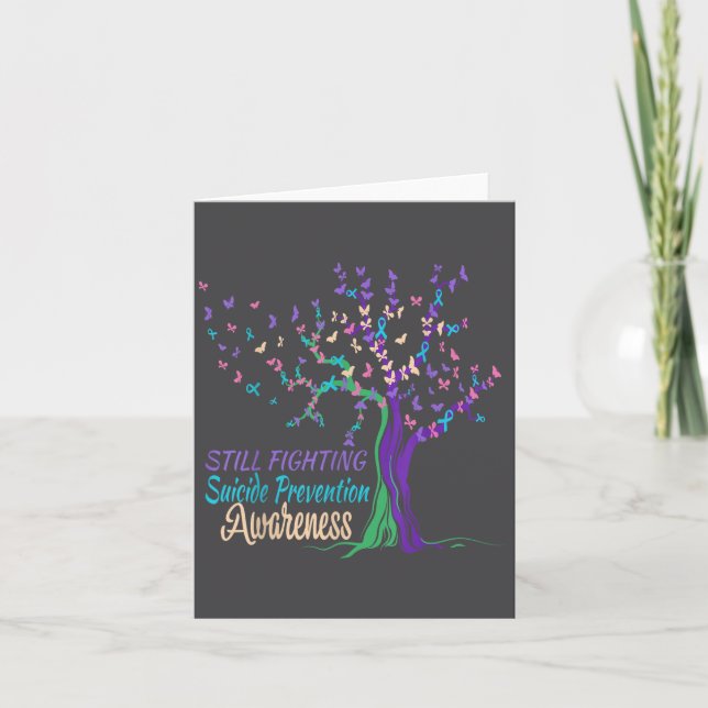 Tree Ribbon Still Fighting Suicide Prevention Awar Karte (Vorderseite)