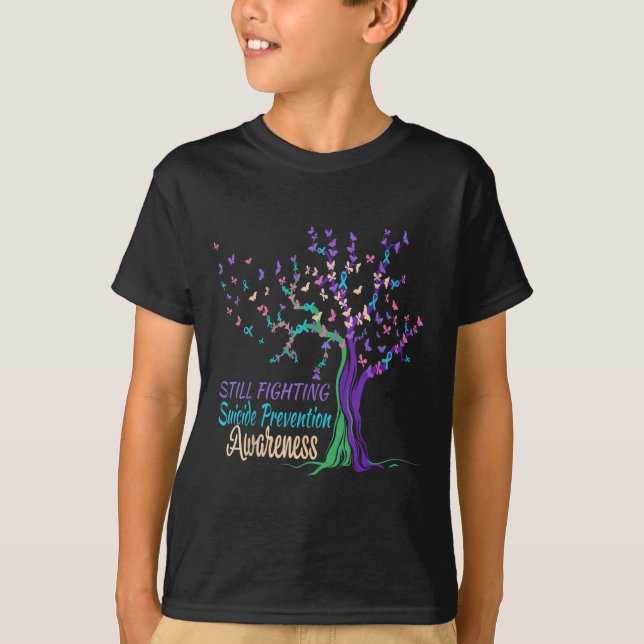 Tree Ribbon Still Fighting Suicide Prevention Awar T-Shirt (Vorderseite)