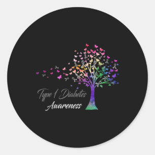 Tree Ribbon Typ 1 Diabetes Runder Aufkleber