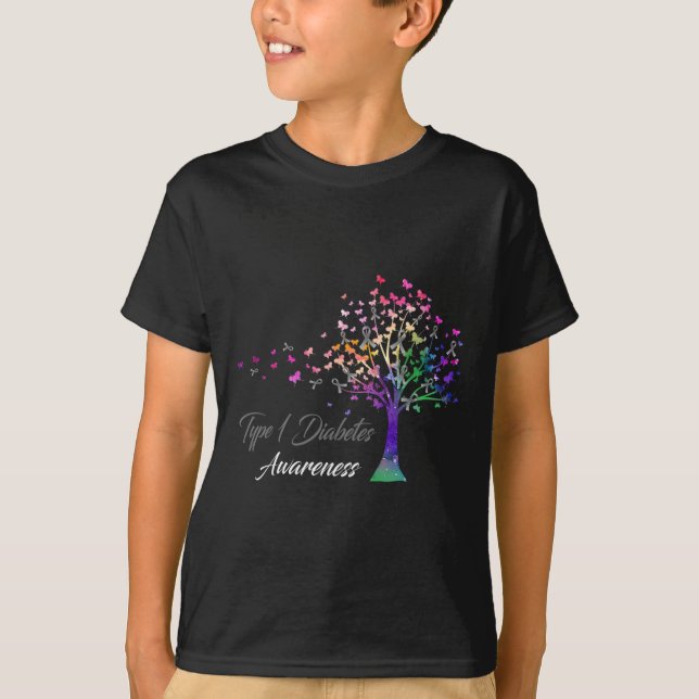 Tree Ribbon Typ 1 Diabetes T-Shirt (Vorderseite)