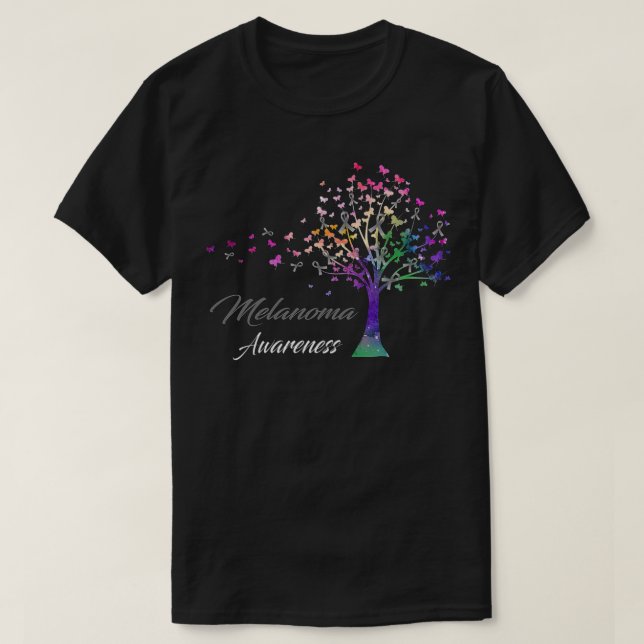 Tree Ribbons Melanoma Awareness Support Melanoma W T-Shirt (Design vorne)