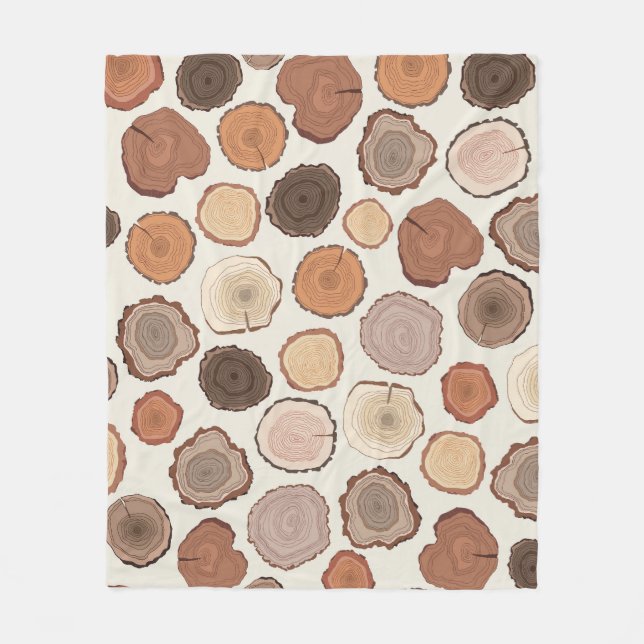Tree Rings Forest Doodle Muster Fleecedecke (Vorderseite)