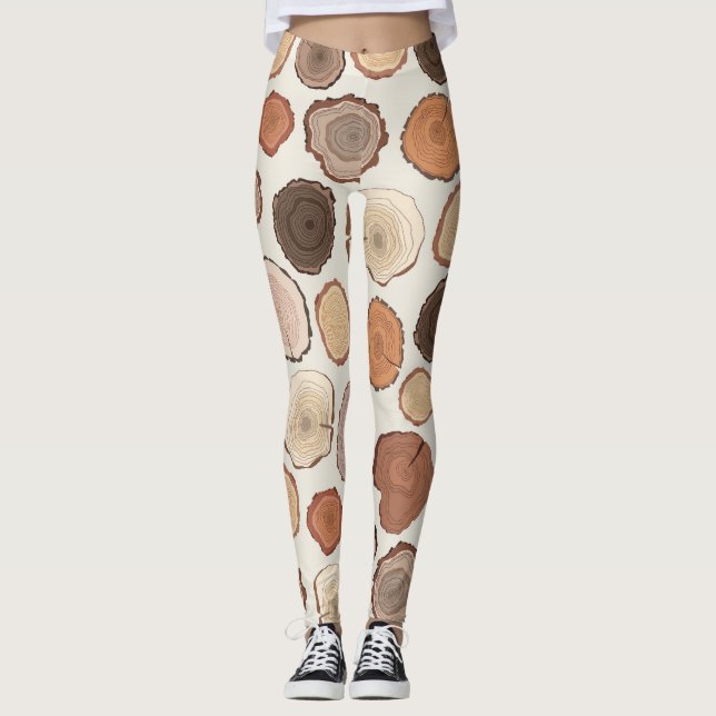 Tree Rings Forest Doodle Muster Leggings (Vorderseite)