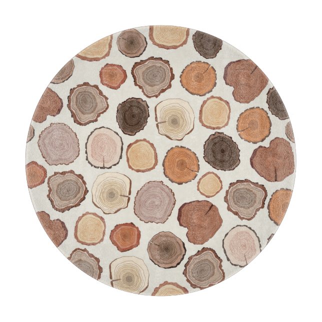 Tree Rings Forest Doodle Muster Schneidebrett (Vorderseite)