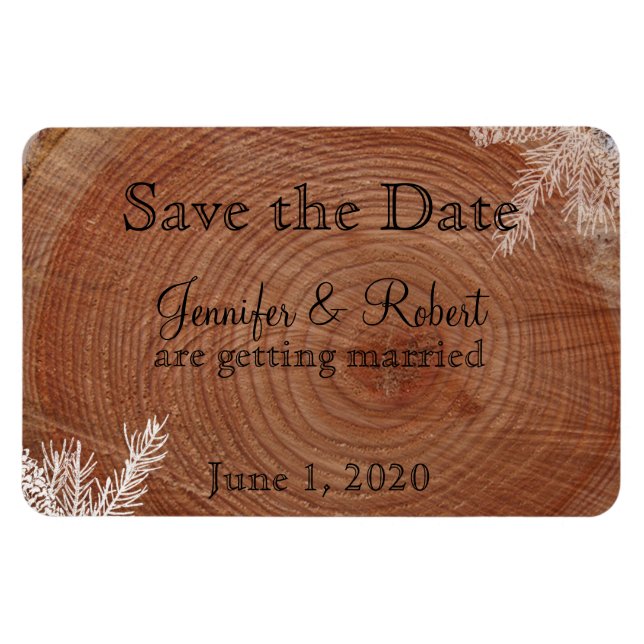 Tree Rings Rustic Country Wedding Save the Date Magnet (Horizontal)
