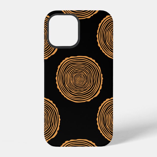 Tree Rings Seamless Pattern. Saw cut tree trunk ba iPhone Hülle (Rückseite)