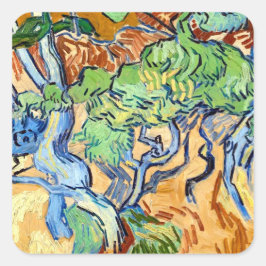 Tree Roots (1890) botanische Kunst Van Gogh Srapbo Quadratischer Aufkleber