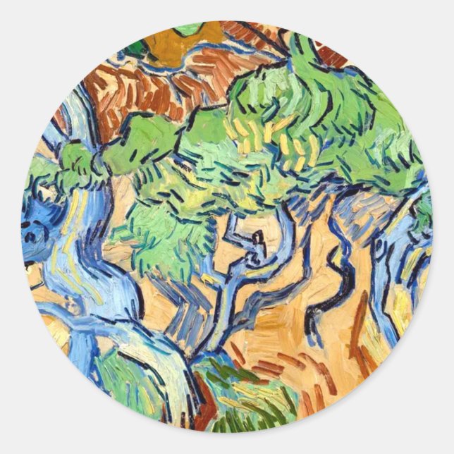 Tree Roots (1890) Vincent Van Gogh botanische Kuns Runder Aufkleber (Vorderseite)